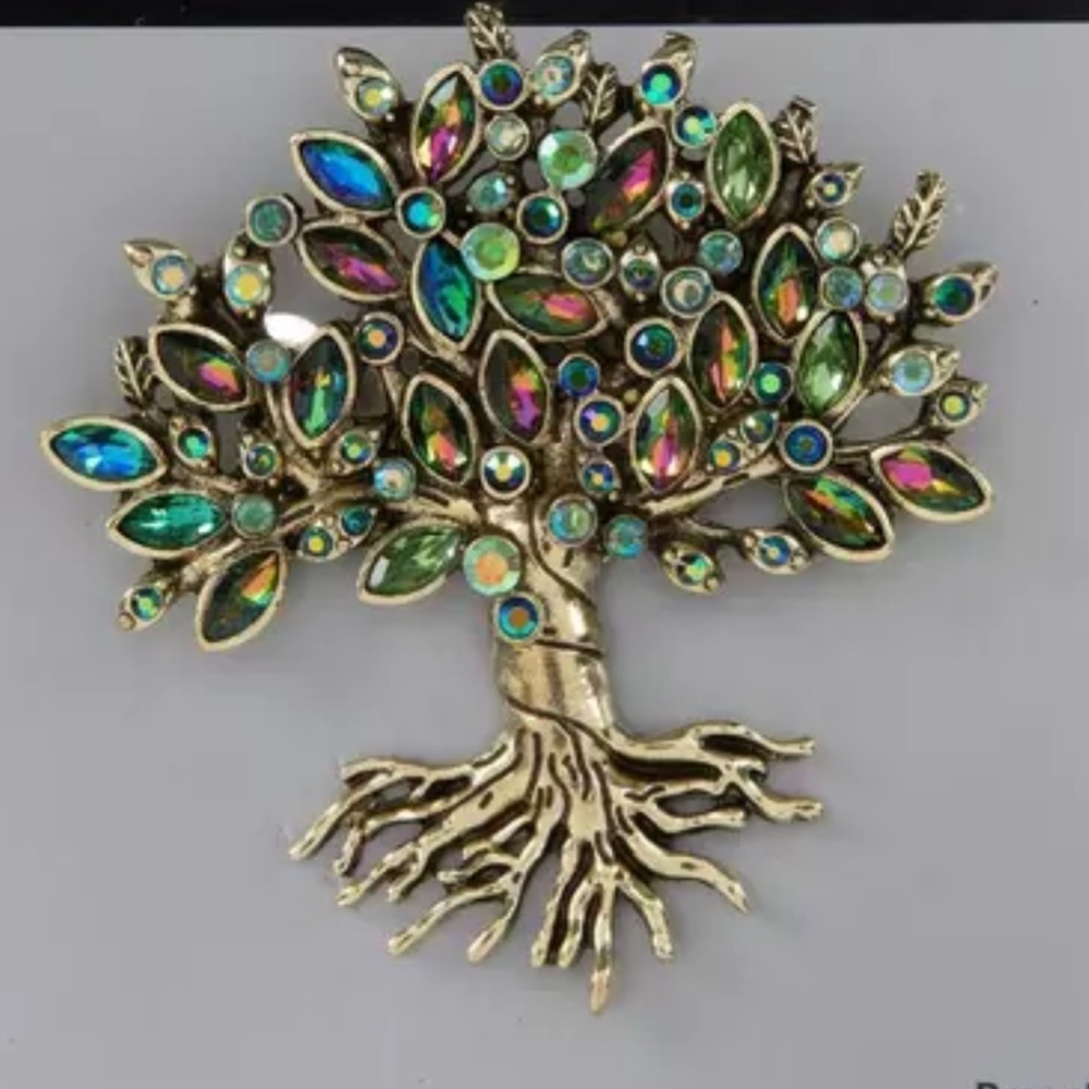 Tree of Life Brooch, Multicolored, Sparkling Rhinestones, NEW, Beauti…